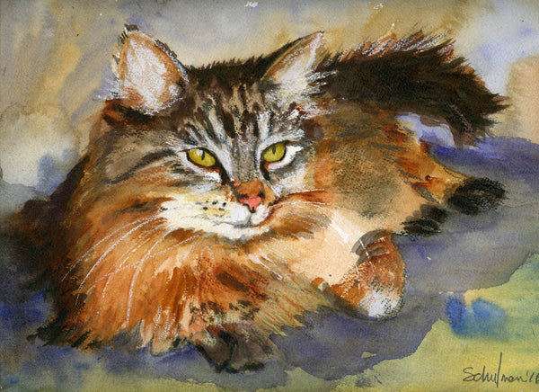 Custom Watercolor Cat Portrait