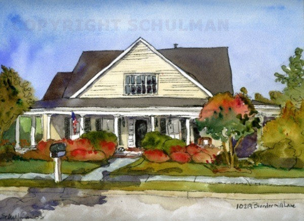 Custom Watercolor House Portrait