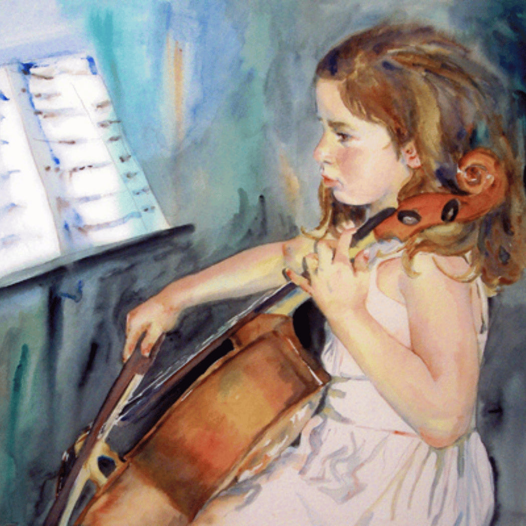 Watercolor portrait by Miriam Schulman