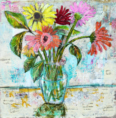 New World Daisies, Original Mixed Media Art 30x30"
